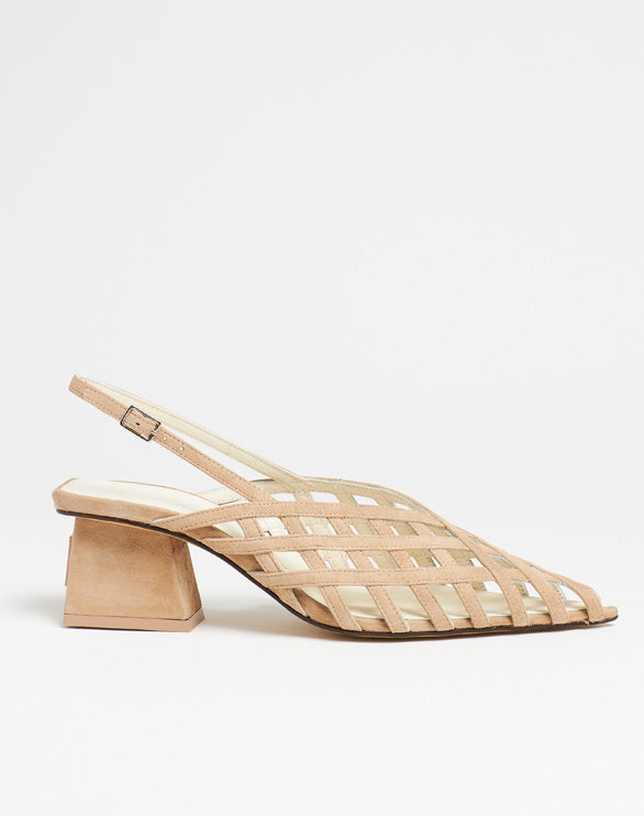 WOVEN LEATHER SLINGBACK PUMPS